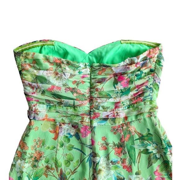 Jay Godfrey Strapless Romper Shorts Outfit sz 6 Floral Greenery Roses Flowers - Picture 11 of 16